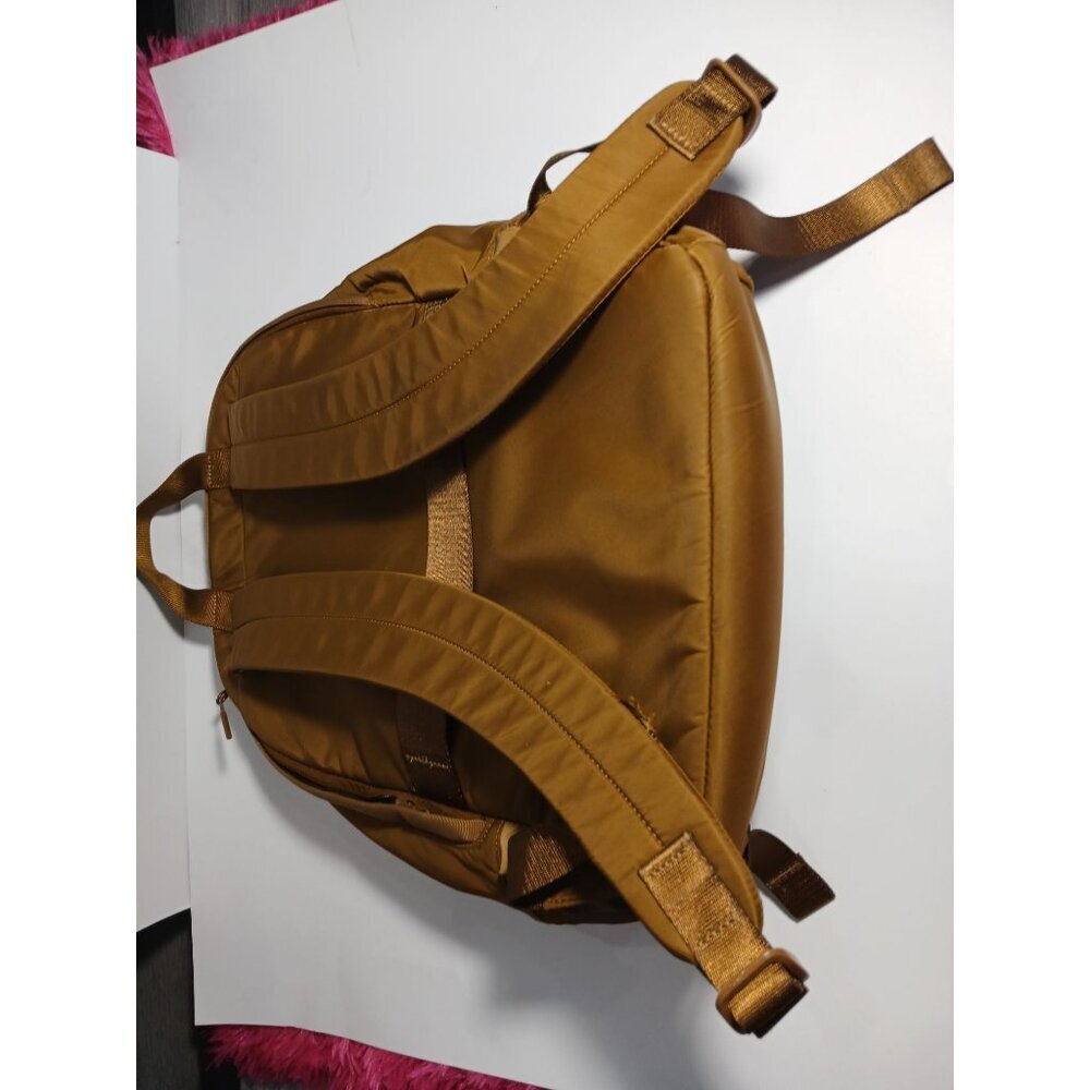 Lululemon All City Pack Backpack Brown Black Striped Nylon Bag Logo Adjustable S - Picture 7 of 8